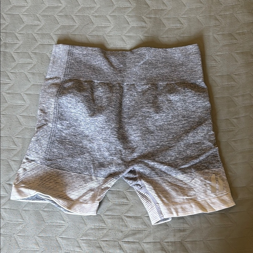 Gray Seamless High-Waist Workout Shorts